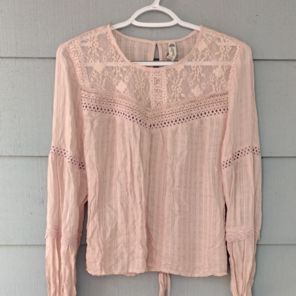 American Rag Lace Detail Pink Women's Top NWT